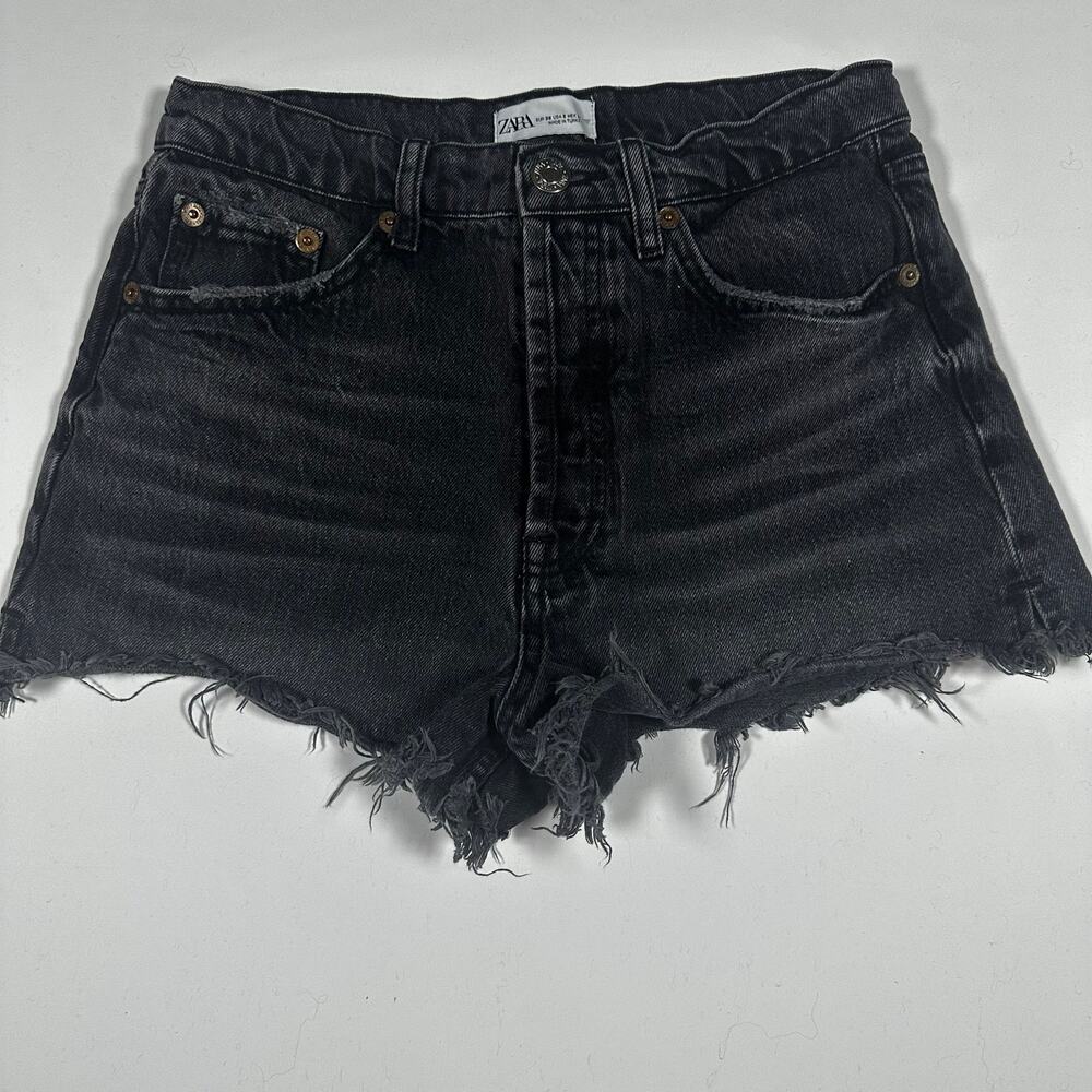 Zara Distressed Black Cut off Denim Shorts